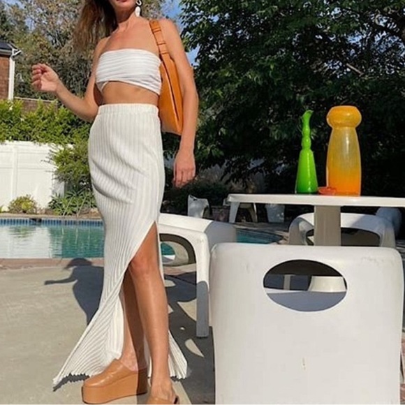 NWT Simon Miller Akuma Skirt Ribbed Knit Maxi M Macadamia - Picture 3 of 15